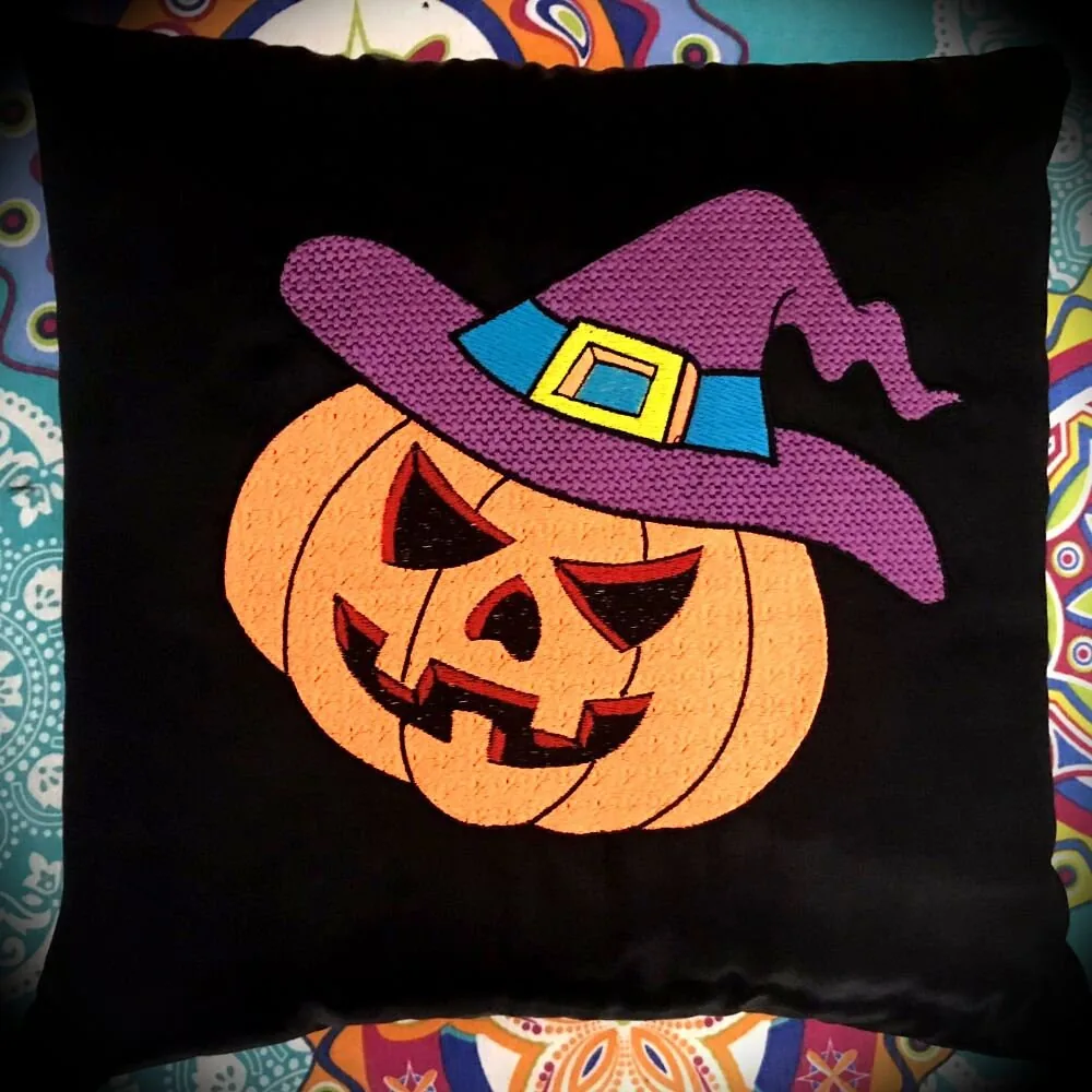 Disegno da ricamo Zucca Stregata Applique Design, Halloween,