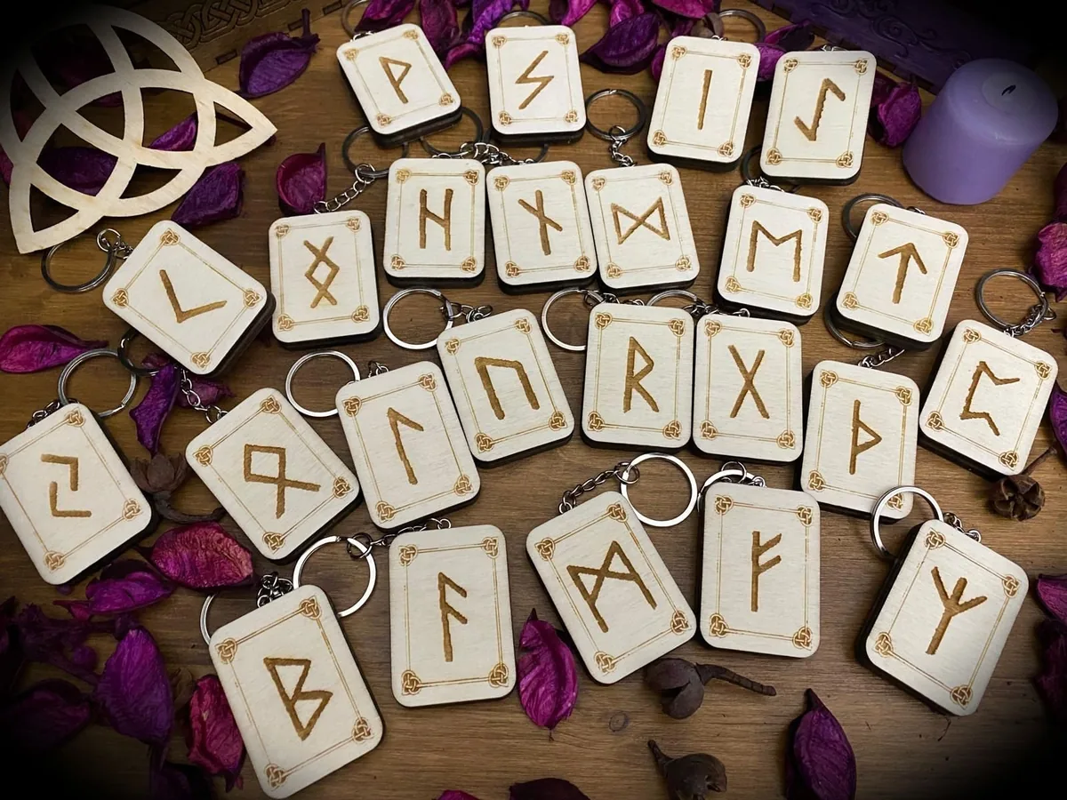 Portachiavi rune FUTHARK- paganesimo celtico strega rituale magia
