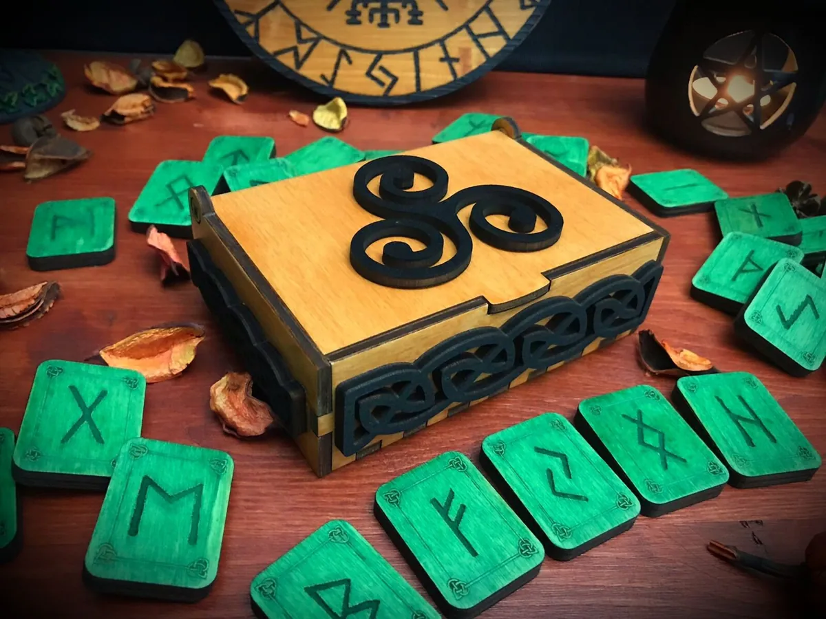 Set rune Elder Futhark con scatola