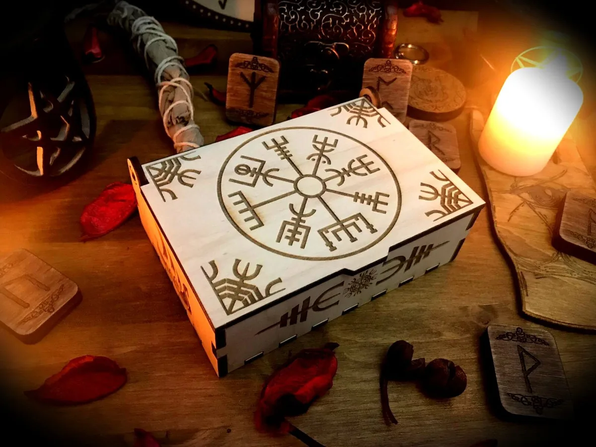 Set rune Futhark con scatola