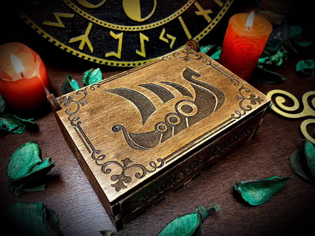 Set rune Futhark con scatola