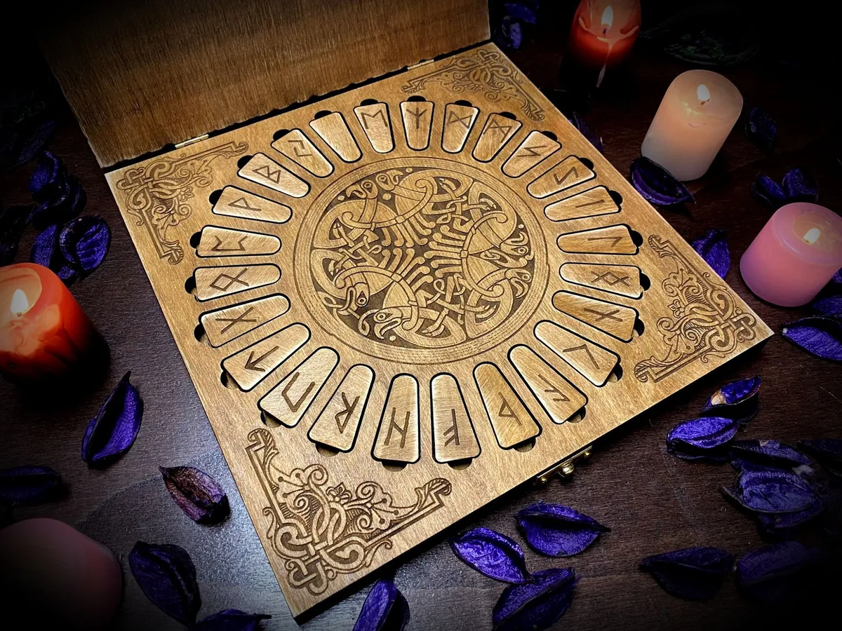 Set rune Futhark con cofanetto